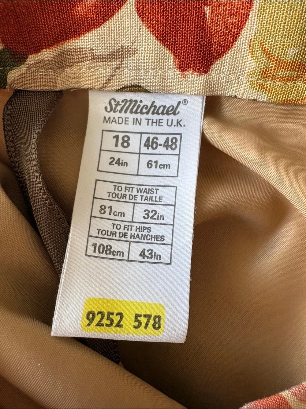 Linen Blend St. Michael (Marks & Spencer) Floral Pencil Skirt Made in UK 8-10 - Picture 5 of 13